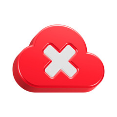 3d rendering icon cross mark in red cloud