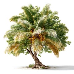 Watercolor coconut tree painting artwork high resolution picture