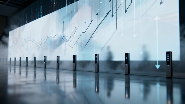 Generative AI digital projection of financial data insights.