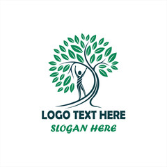 Human Tree Logo Set &ndash; Nature, Wellness, Eco-Friendly Organic Concept Designs