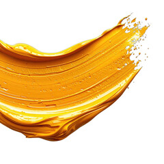 Vibrant golden yellow paint smear across a stark black background.