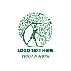 Human Tree Logo Set &ndash; Nature, Wellness, Eco-Friendly Organic Concept Designs