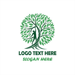 Human Tree Logo Set &ndash; Nature, Wellness, Eco-Friendly Organic Concept Designs