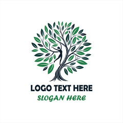 Human Tree Logo Set &ndash; Nature, Wellness, Eco-Friendly Organic Concept Designs