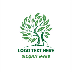 Human Tree Logo Set &ndash; Nature, Wellness, Eco-Friendly Organic Concept Designs
