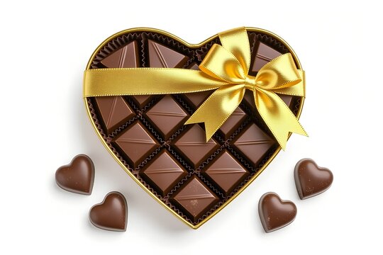 Delicious heart-shaped box of assorted chocolates tied with a golden ribbon, perfect for Valentine's Day or any special occasion