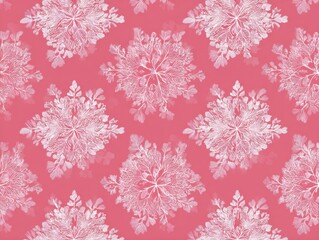 Delicate White Snowflakes Against a Soft Pink Background Creating a Whimsical Winter Atmosphere
