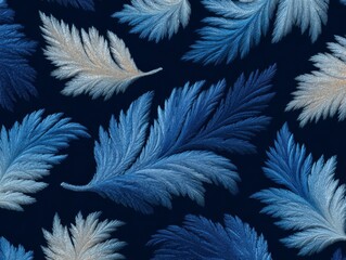 Detailed Frosted Leaves Pattern on Dark Background Evoking a Winter Atmosphere