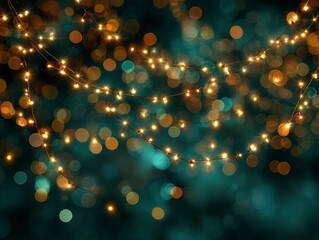 Glowing Golden Fairy Lights Against a Soft Dark Background Creating a Magical Atmosphere