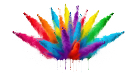 Explosion of colorful powder transparent background cutout png