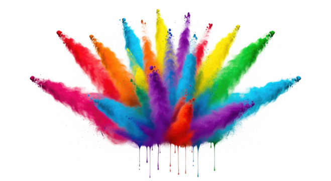 Explosion of colorful powder transparent background cutout png - Powered by Adobe