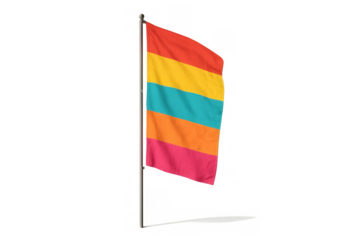 Pansexual pride flag waving on a pole, symbolizing identity, rights, and lgbtq+ community support on transparent background