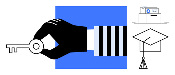 Career success concept. Career opportunities linked to education, resume preparation, and securing opportunities. Career growth through academic achievements and professional tools. education