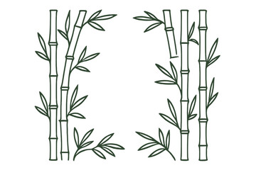 Fototapeta premium Oriental bamboo stalks and leaves forming a natural decorative border frame