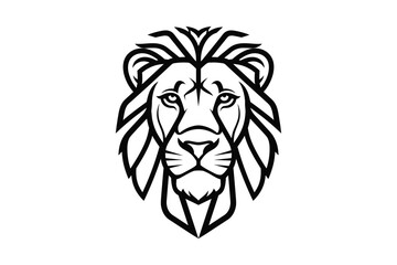 Geometric line art illustration of a lion head, symbolizing strength, courage, leadership