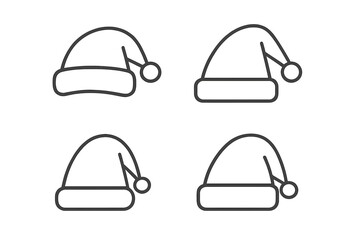 Fototapeta premium Classic outline style Santa Claus hats set for seasonal holiday graphics