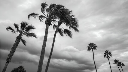Black and White photography of a Palm Trees