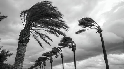 Black and White photography of a Palm Trees