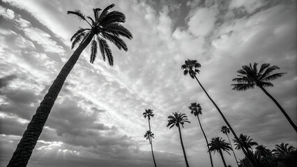 Black and White photography of a Palm Trees