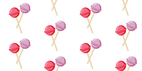 Sweet seamless pattern with pink candy lollipops