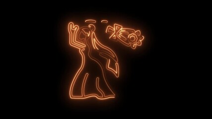Glowing neon virgo zodiac sign animation on dark backdrop for astrology content