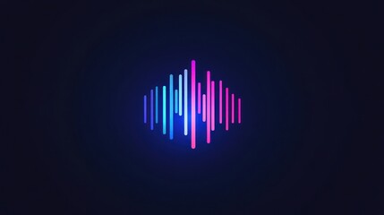 Obraz premium Abstract digital audio visualization in neon blue and pink, centered on a dark blue background