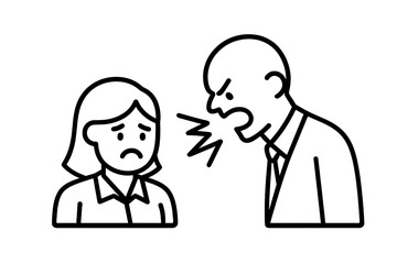 Fototapeta premium Angry man yelling at sad woman during a domestic or workplace conflict