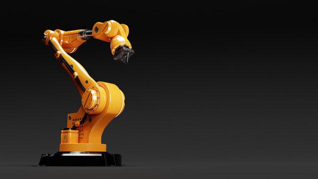 Golden Robotic Arm Posing - High Resolution Stock Image