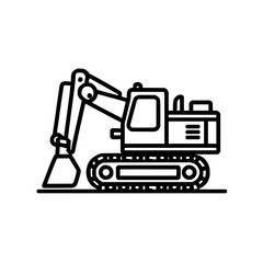 Naklejka premium Excavator construction equipment heavy machinery digger vehicle industrial line art vector illustration