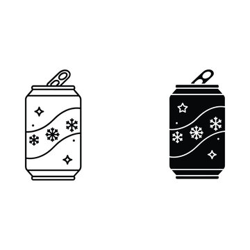 Two soda cans with snowflake design one outline one filled