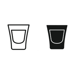 Two shot glasses one outline one solid black icon style