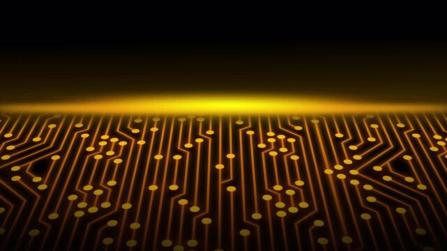 Orange Tech Circuit &ndash; Futuristic Digital Grid Animation 4K