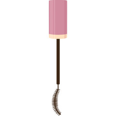Pink Mascara Tube With Brown Wand And Brush Against White Background Minimalist Cosmetic Product For Eye Makeup Application