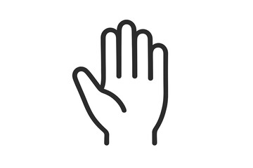 Fototapeta premium Open human hand showing a stop gesture or high five symbol in simple outline style