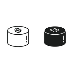 Two simple sushi rolls one outlined and one filled black