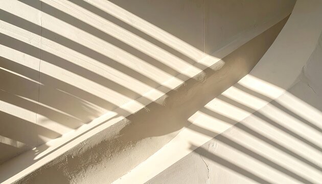 Abstract Geometric Pattern with Dynamic Light and Shadow Play on Textured Beige Wall in Bright Daylight