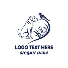 Dog Cat and Bird Pet Care Logo Vector for Veterinary Clinic, Animal Hospital and Pet Shop Branding