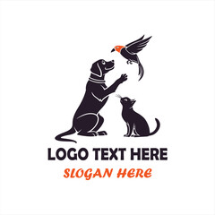 Dog Cat and Bird Pet Care Logo Vector for Veterinary Clinic, Animal Hospital and Pet Shop Branding