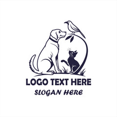 Dog Cat and Bird Pet Care Logo Vector for Veterinary Clinic, Animal Hospital and Pet Shop Branding