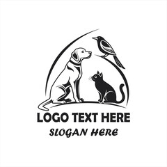 Dog Cat and Bird Pet Care Logo Vector for Veterinary Clinic, Animal Hospital and Pet Shop Branding