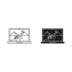 Two laptops showing different visual styles of mountain landscape scenes