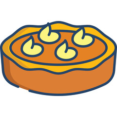 Stylized Illustration Of A Round Orange Pastry With Yellow Cream Swirls And Four White Dollops On A Transparent Background