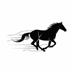 Silhouette of a Galloping Horse with Motion Lines.