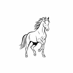 Simple black and white line art drawing of a horse.