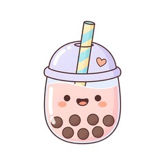 Happy Bubble Tea Cartoon Mascot
