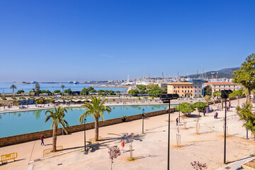 Parc de la mar in Palma de Mallorca with a view to the harbour