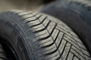 Close-up of rubber car tires