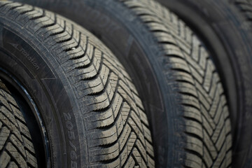 A stack of rubber tires from a car © StockBox