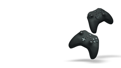Wireless gaming controllers flying in air isolated on white background, symbolizing gaming technology concept © Vasyl Onyskiv