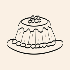 Whimsical dessert featuring a layered jelly cake with decorative toppings on a simple plate